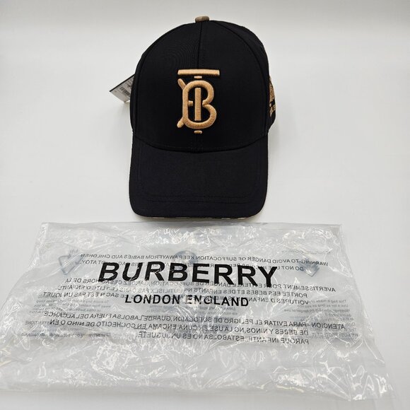 NWT BURBERRY Equestrian Knight Cap Black Gold TB Embroidered - OSFM Rare Drop!! main image 10